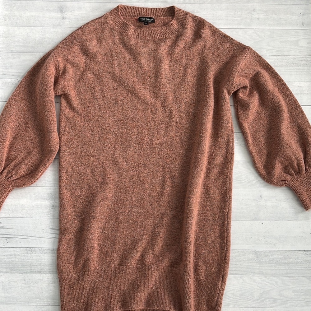 Topshop Oversized Pink Heather Gray Sweater Dress US 2